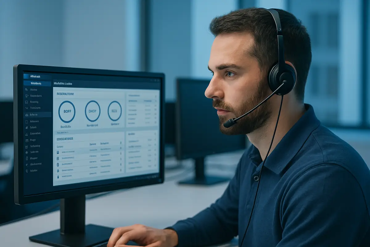 Technicien du support OXIWI en ligne devant la console de supervision